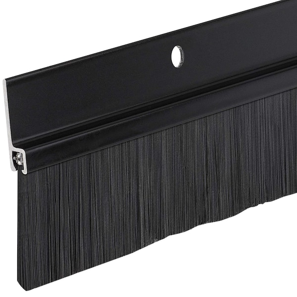 3' Black Aluminum Brush Door Sweep For Gap Up To 1 1/2"